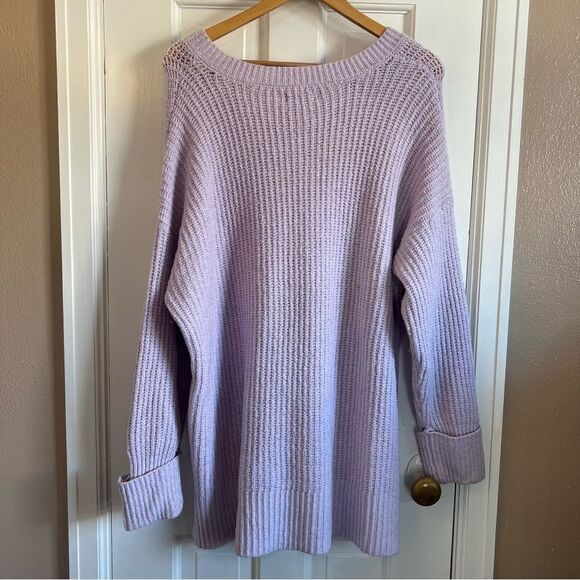 Nine West Purple V-Neck Sweater with Ribbed Knit - Picture 6 of 8